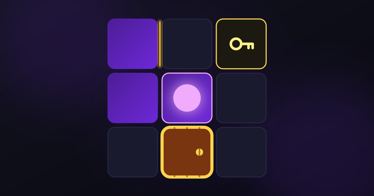 Puzzle de labyrinthe avec un chemin, une clé et une porte correspondante
